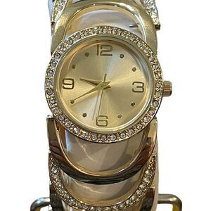 Charter Club gold tone crystal bracelet watch